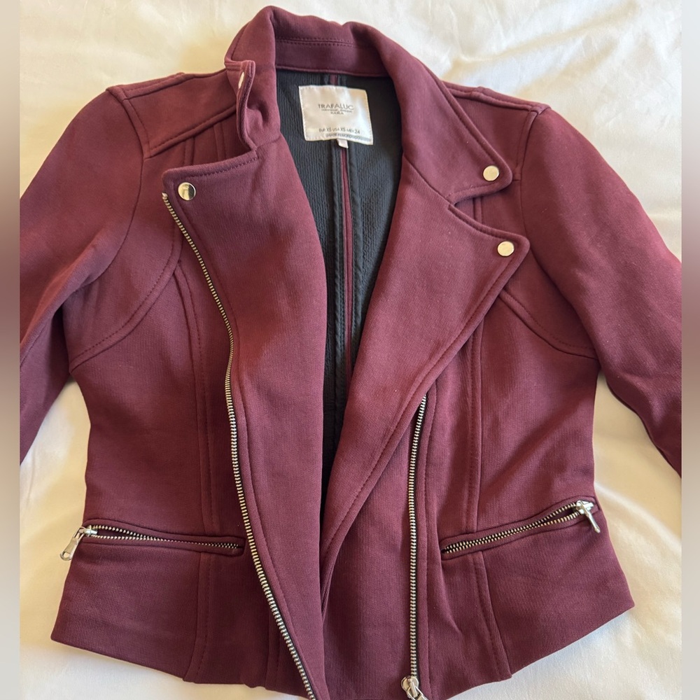 💕5 items for $50💕 Zara trafaluc maroon moto biker jacket - Picture 3 of 6